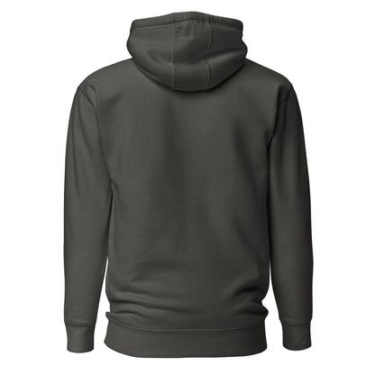 Unisex bone-colored hoodie, back view with hood and kangaroo pocket; no front graphic