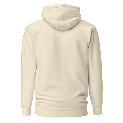 Cream unisex hoodie with hood and drawstrings, plain back view