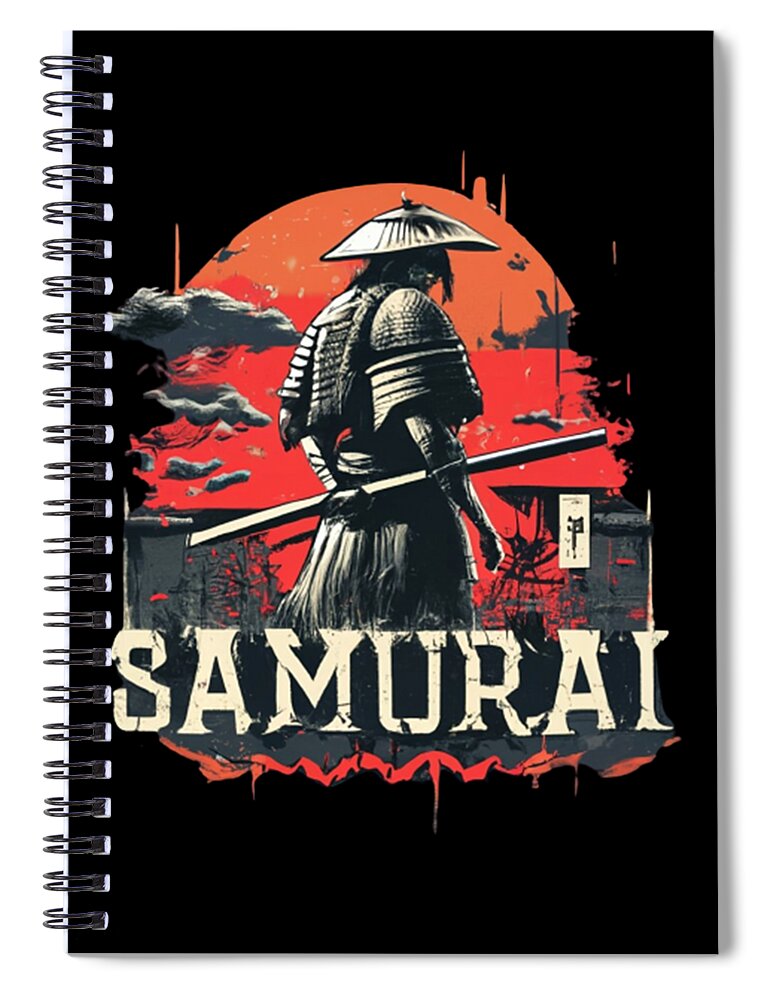 Black spiral notebook with samurai warrior graphic and 'SAMURAI' text