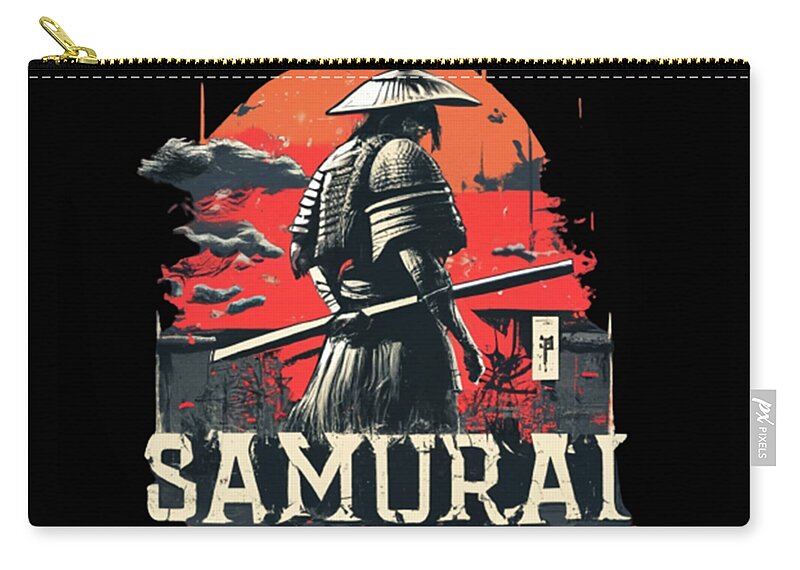 Black zip pouch with gold zipper and full Samurai graphic with bold SAMURAI text