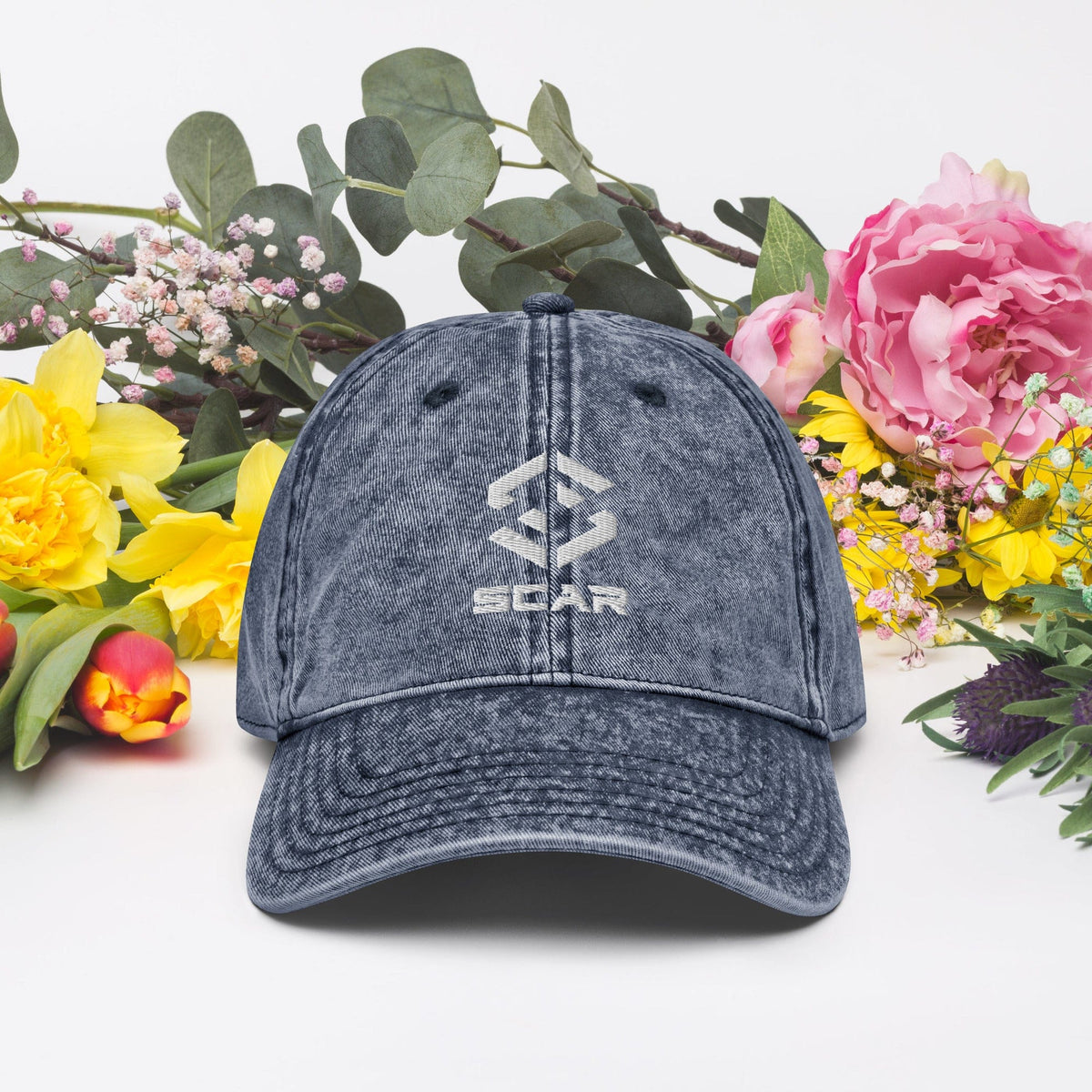Navy vintage cotton twill cap with embroidered STAR logo centered on the front
