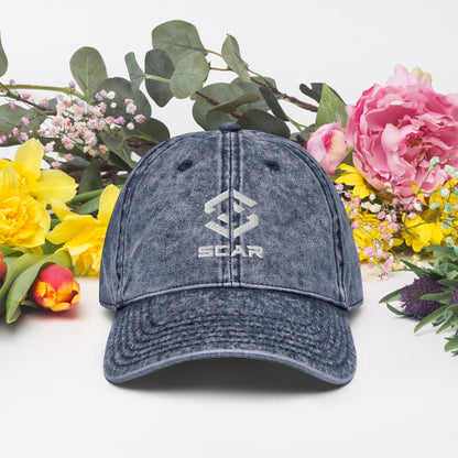 Navy vintage cotton twill cap with embroidered STAR logo centered on the front