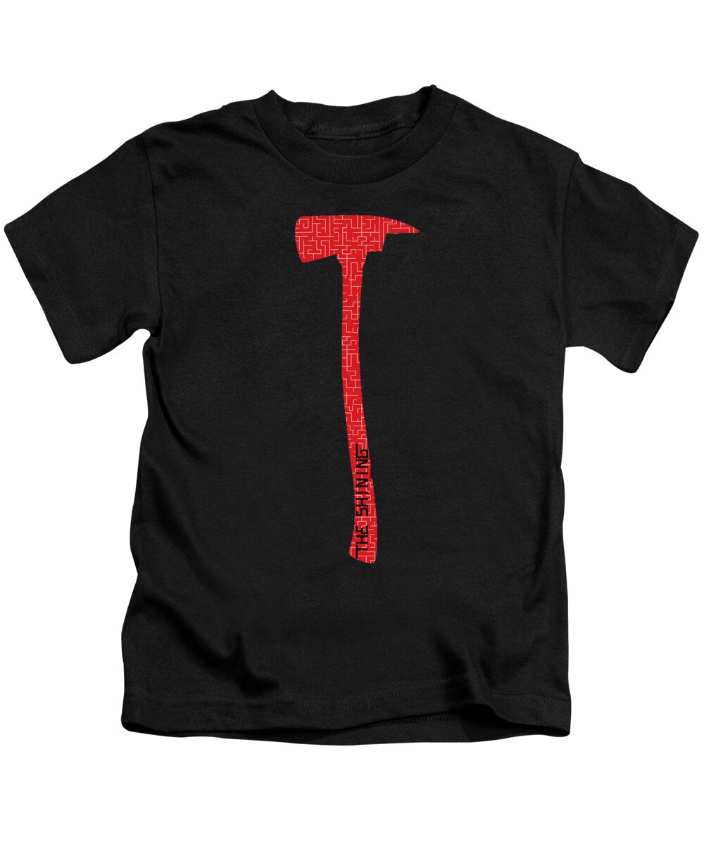 Kids black T-shirt with red axe graphic on the front