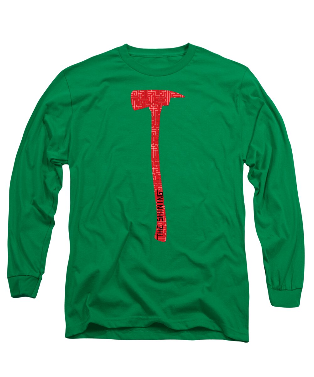 Green long sleeve T-shirt with red vertical hammer graphic on chest