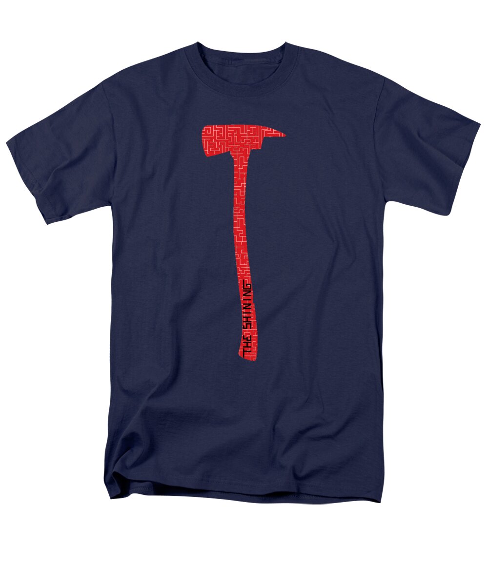Men's dark navy t-shirt with red hammer graphic on the front