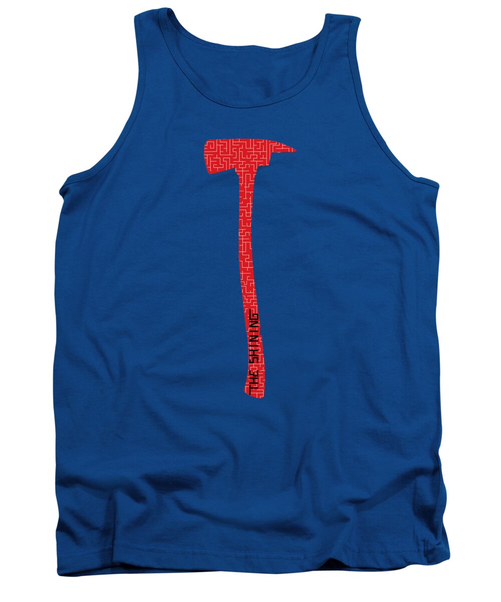 Royal blue tank top with red hammer graphic, sleeveless crew neck