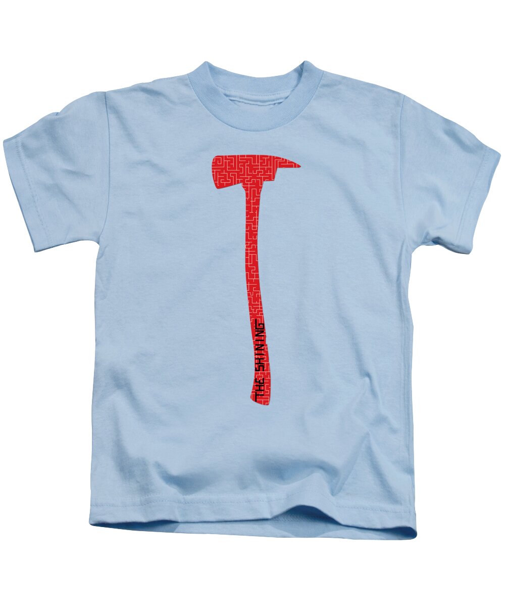 Kids pale blue T-shirt with red axe graphic on the front