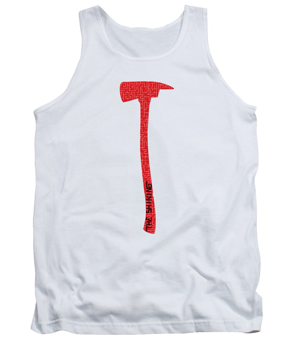 White tank top with red hammer graphic, sleeveless crew neck