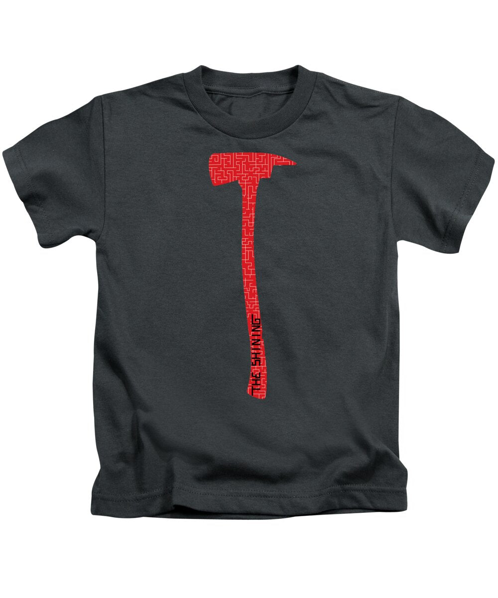 Kids charcoal gray T-shirt with red axe graphic on the front