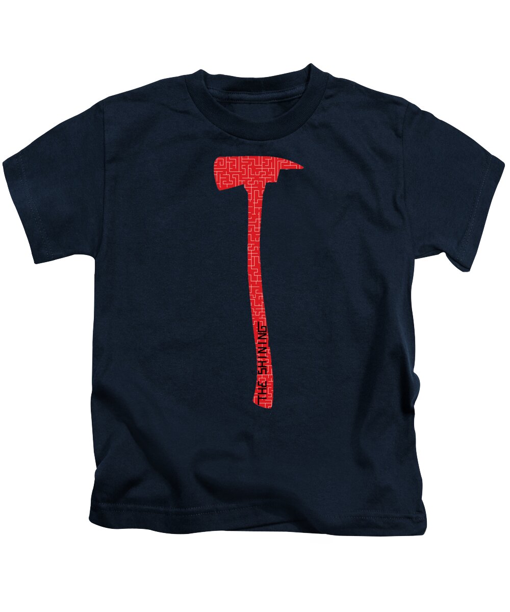 Kids navy T-shirt with red axe graphic on the front
