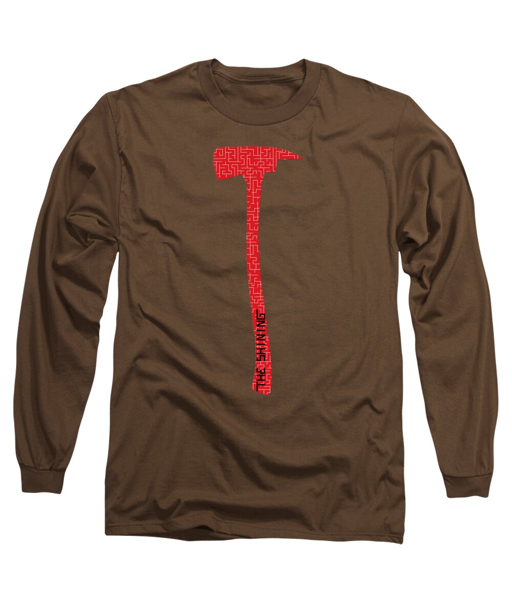 Brown long sleeve T-shirt with red vertical hammer graphic on chest