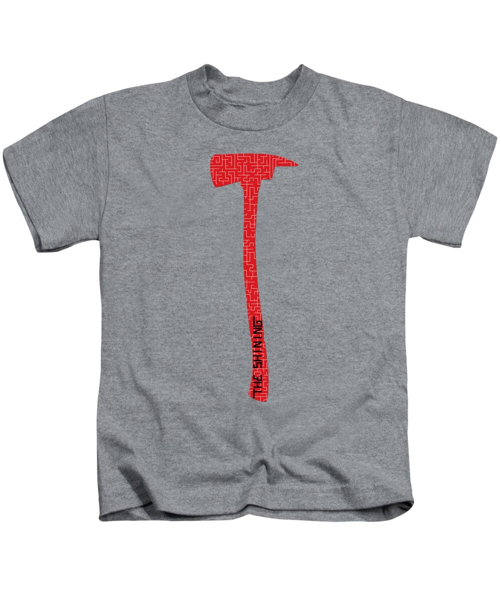 Kids heather gray T-shirt with red axe graphic on the front