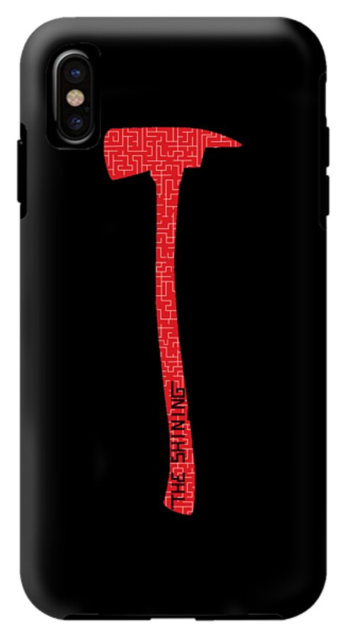 Black phone case with red axe graphic on back and single camera cutout