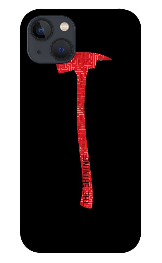 Phone case with black back and red axe graphic, camera cutouts visible