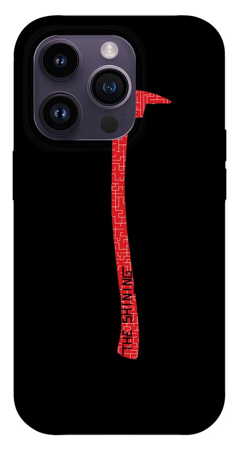 Shining Axe phone case, light gray back with red axe design and multiple camera openings.