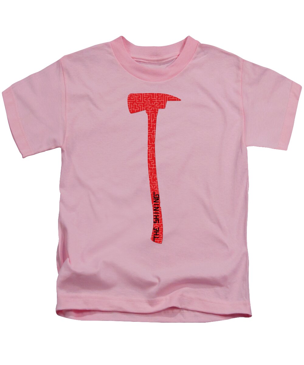 Kids light pink T-shirt with red axe graphic on the front