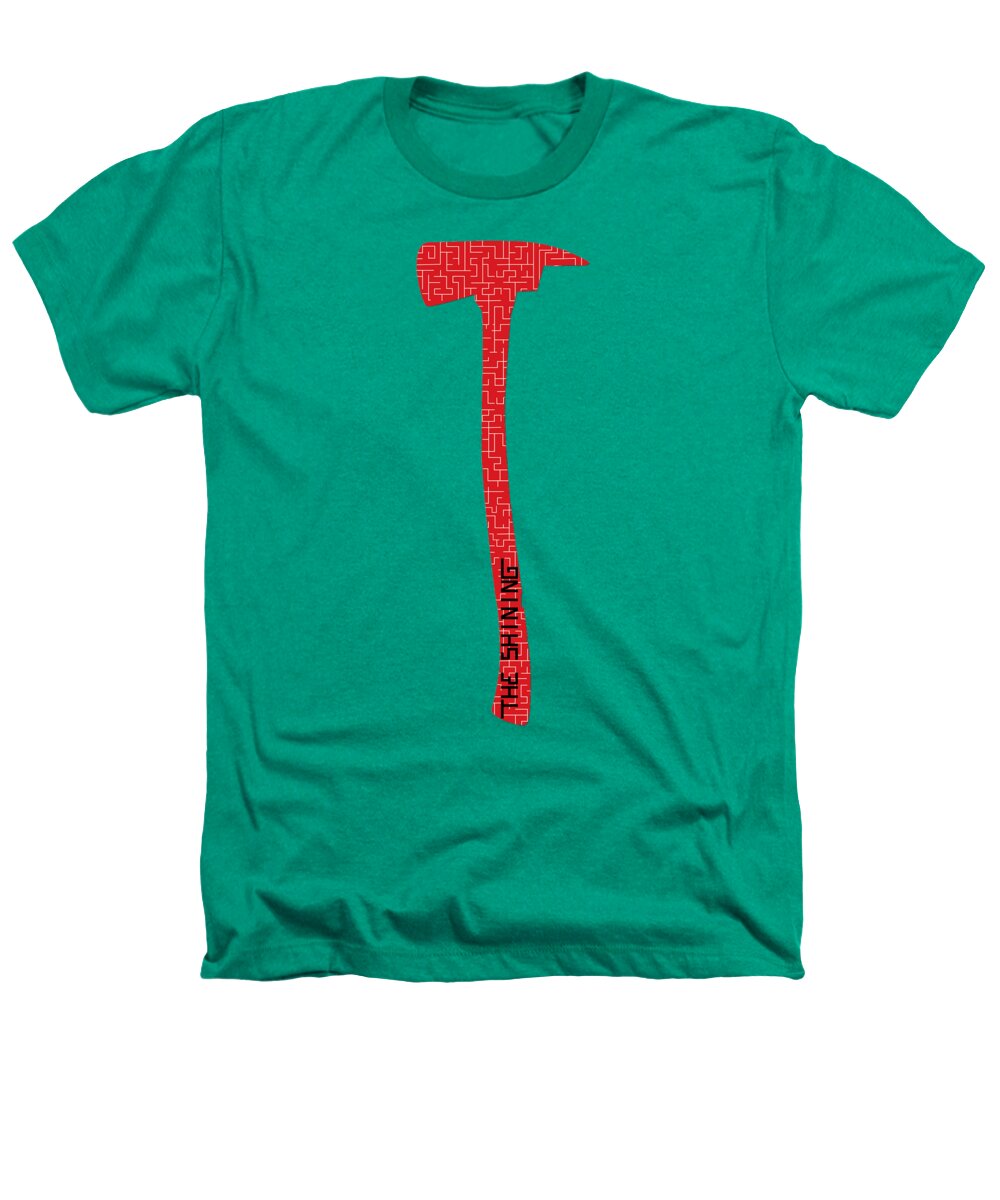 Kelly green heathers T-shirt with red hammer graphic on front