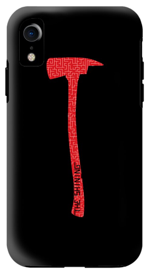 Black phone case with red axe graphic and top-left camera cutout