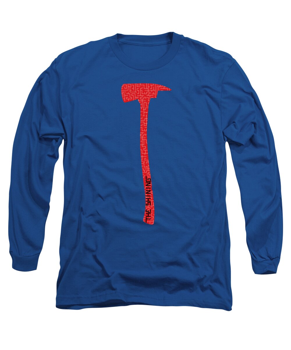 Royal blue long sleeve T-shirt with red vertical hammer graphic on chest