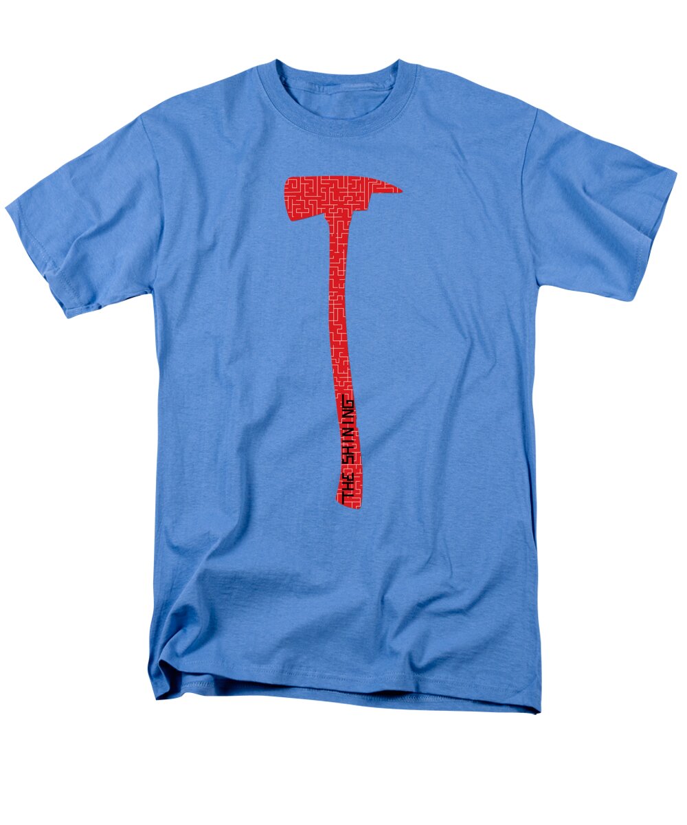 Men's light blue T-shirt with red hammer graphic on the front