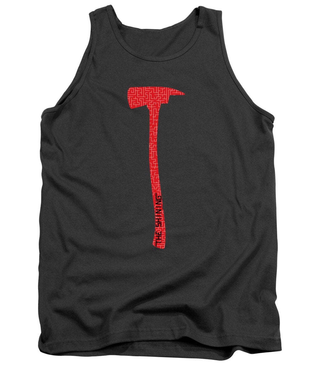 Charcoal tank top with red hammer graphic, sleeveless crew neck