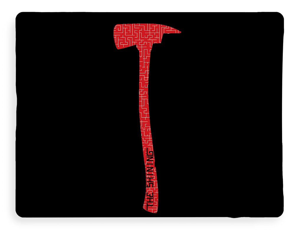 Dark blanket with a red axe graphic centered on the front panel