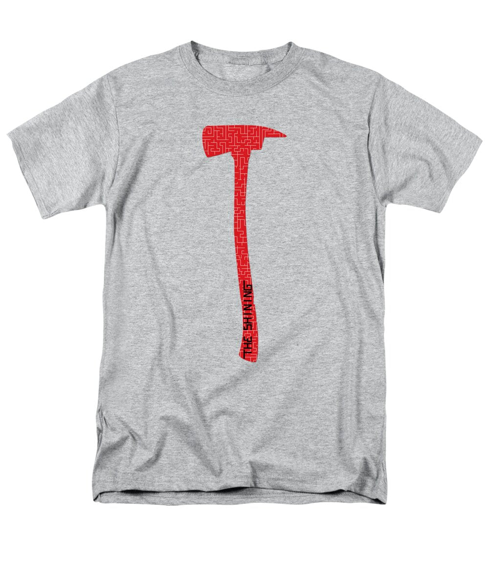 Men's heather gray T-shirt with red hammer graphic on the front