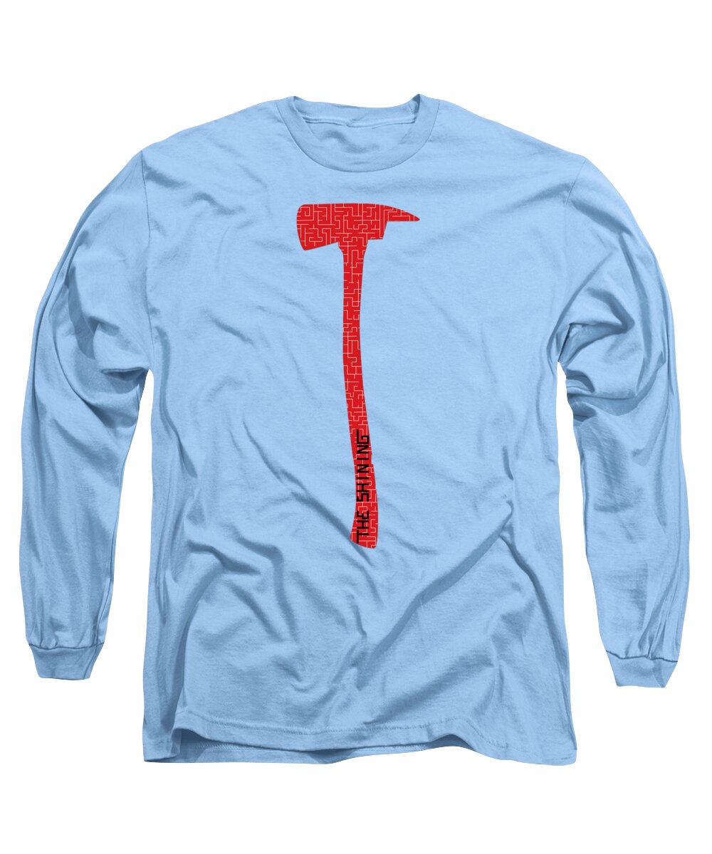 Light blue long sleeve T-shirt with red vertical hammer graphic on chest