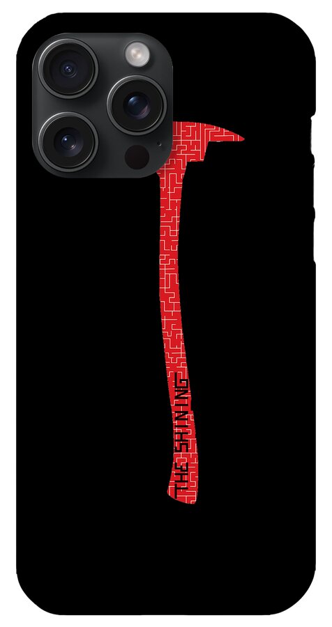 Black phone case featuring a red axe handle graphic with camera cutouts on top.