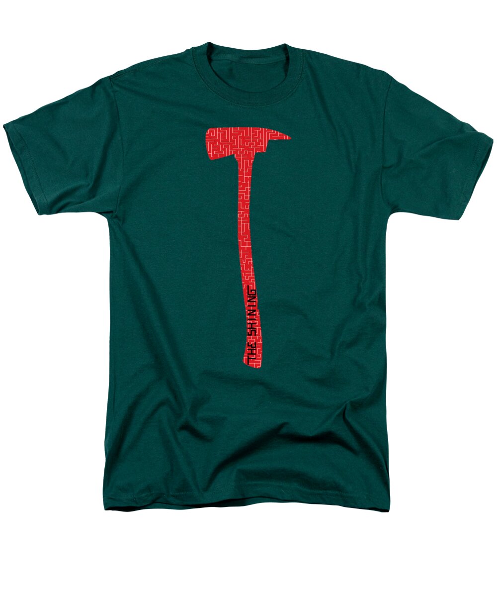 Men's dark green T-shirt with red hammer graphic on the front
