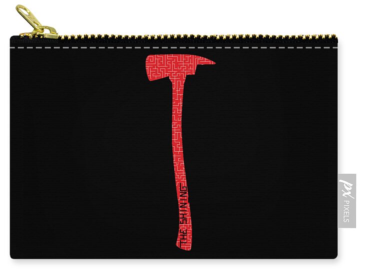 Shining Axe zip pouch in black with gold zipper and red axe graphic