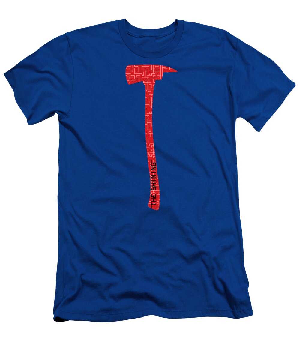 Royal blue T-shirt with red vertical axe graphic centered