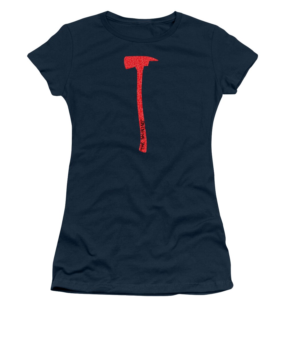 Women's navy T-shirt with red hammer-style graphic on chest