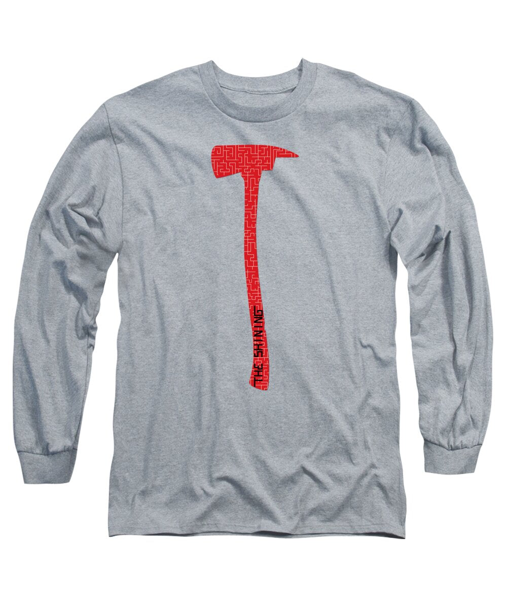 Gray long sleeve T-shirt with red vertical hammer graphic on chest