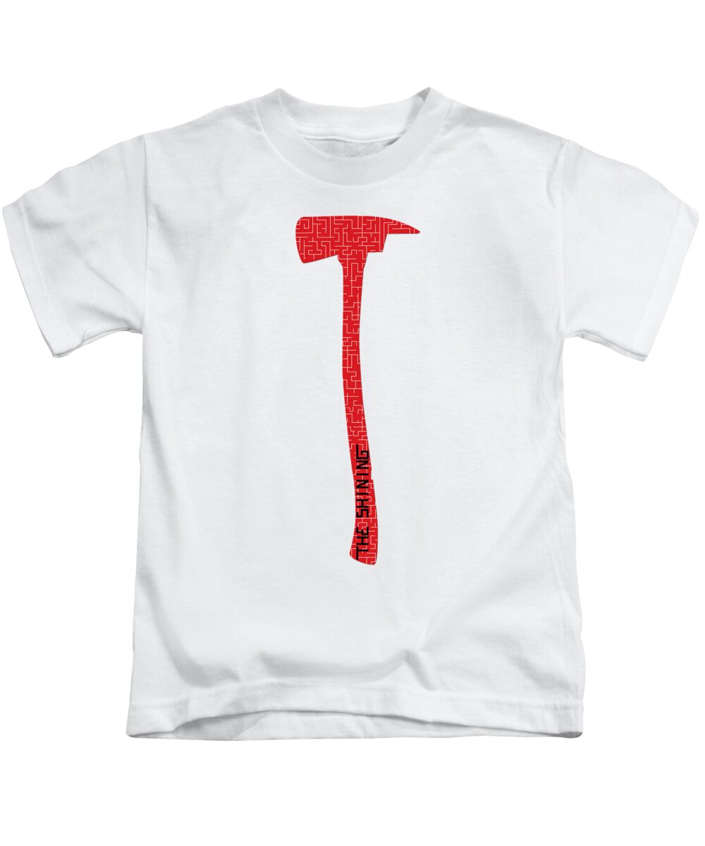 Kids' Shining Axe T-shirt, white with vertical axe logo graphic