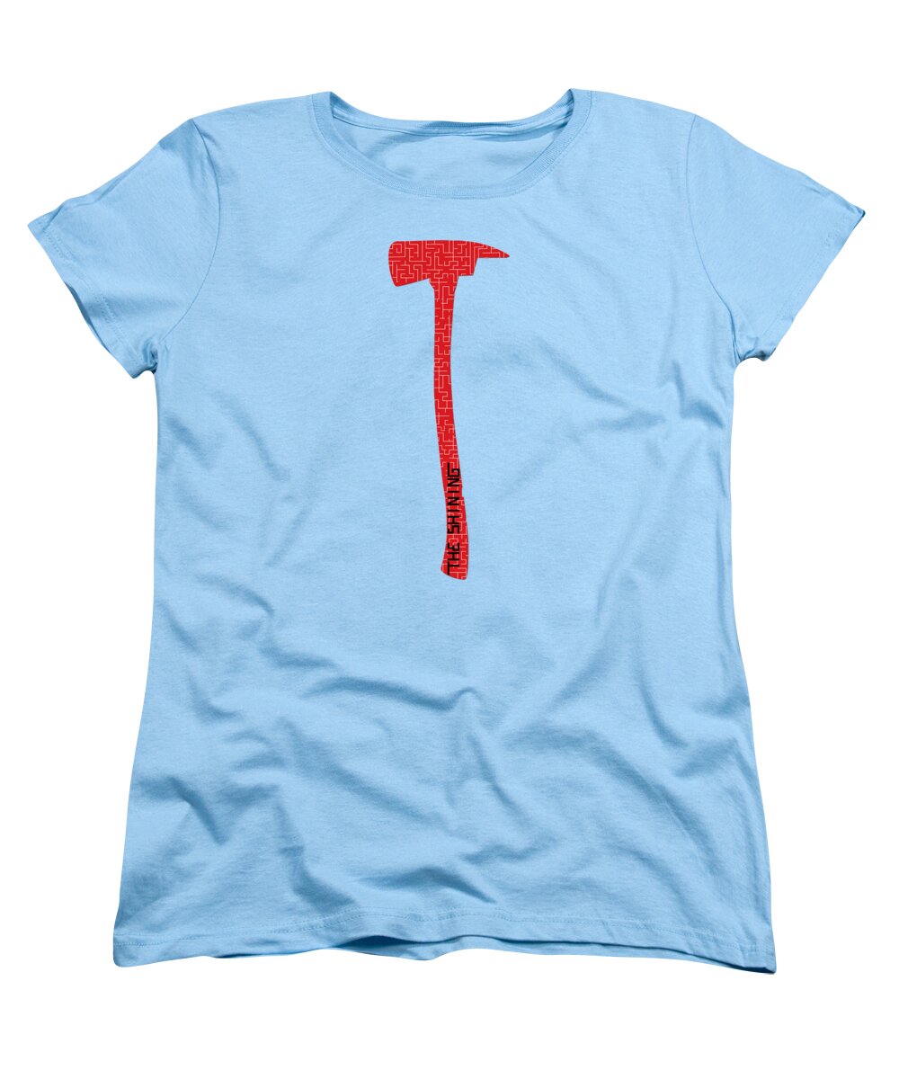Women's light blue crew-neck T-shirt with red hammer graphic on front