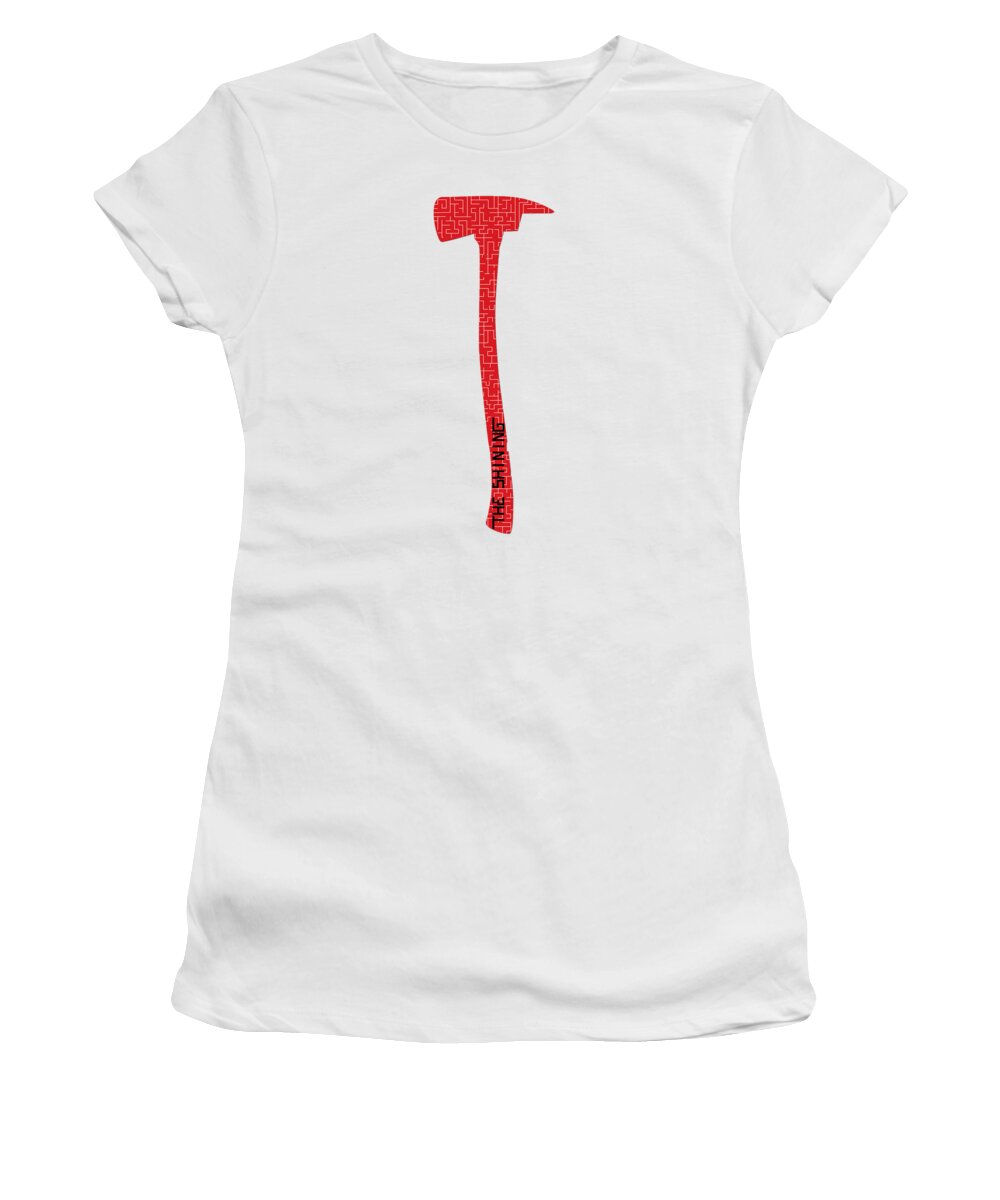 Women's white T-shirt with red hammer-style graphic on chest