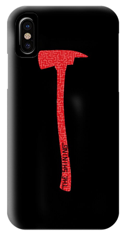 Black phone case with red axe graphic and top-left camera cutout