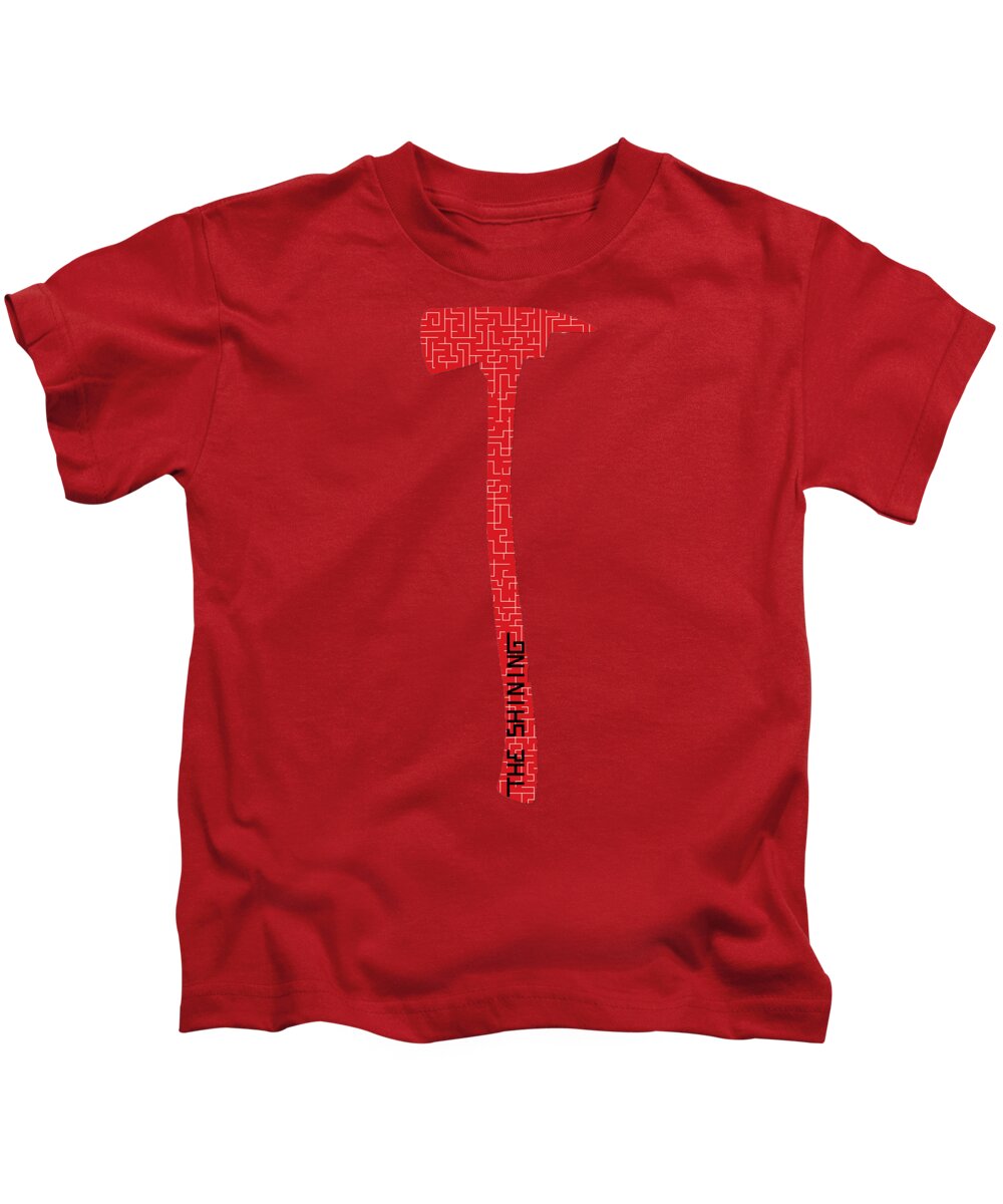 Kids' Shining Axe T-shirt, red with vertical axe logo graphic