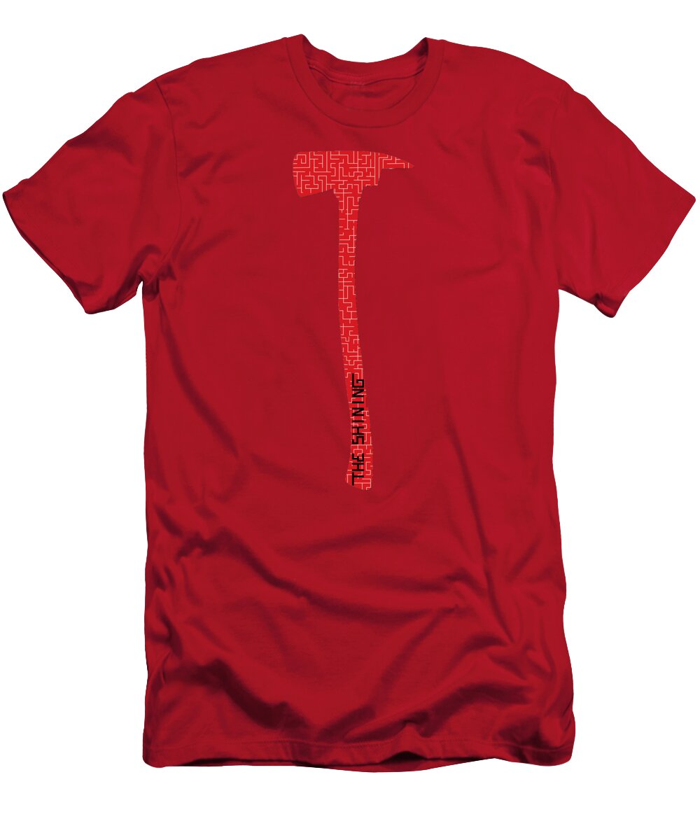 Red T-shirt with red vertical axe graphic centered