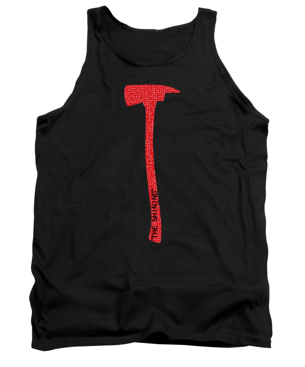 Black tank top with red hammer graphic, sleeveless crew neck