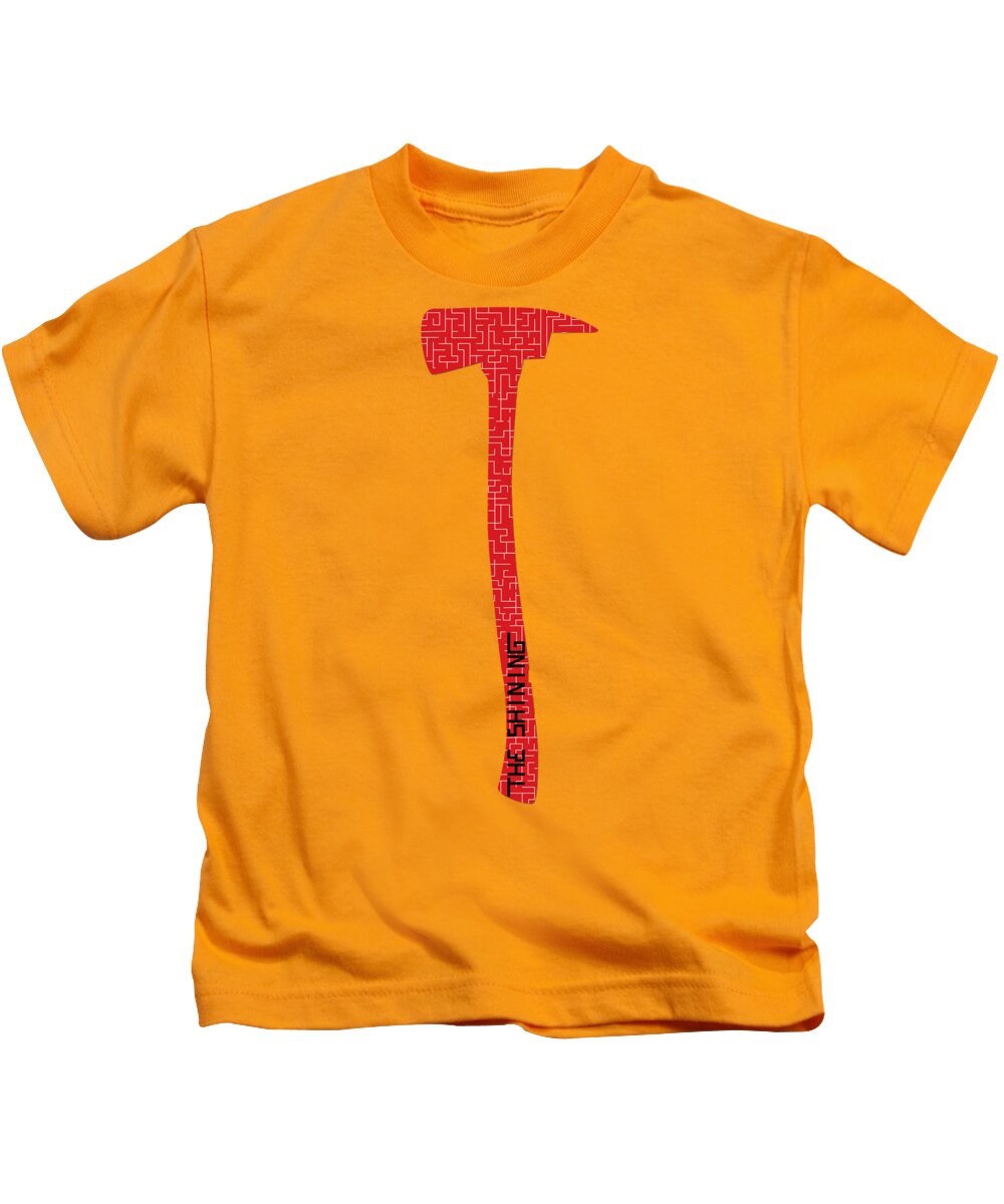 Kids orange T-shirt with red axe graphic on the front