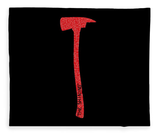 Dark blanket with centered red axe graphic on the front