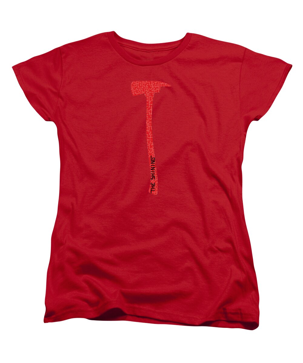 Women's red crew-neck T-shirt with red hammer graphic on front