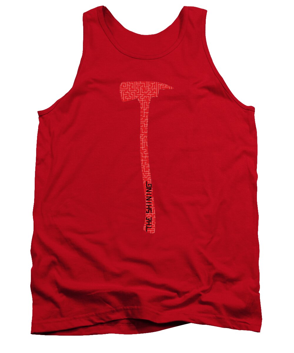Red tank top with red hammer graphic, sleeveless crew neck