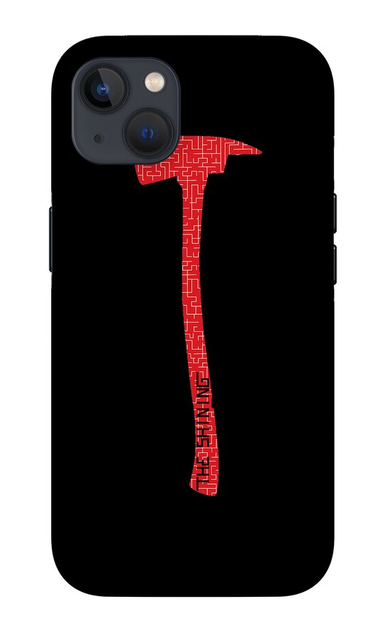 Phone case with black back and red axe design across the center