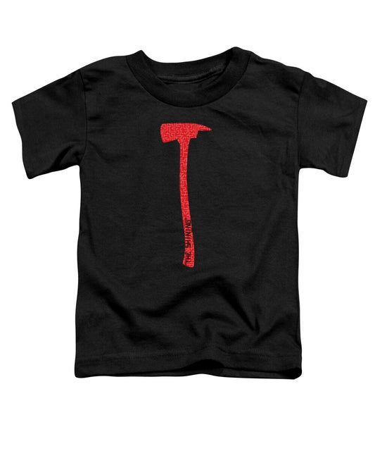Black toddler t-shirt with a red axe graphic on the front