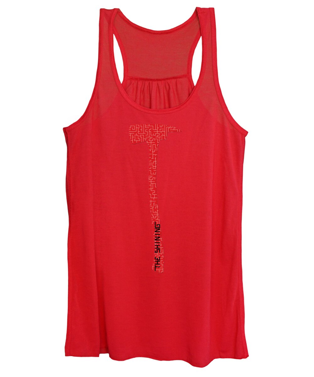 Women’s tank top with red axe graphic, scoop neck and racerback, red color