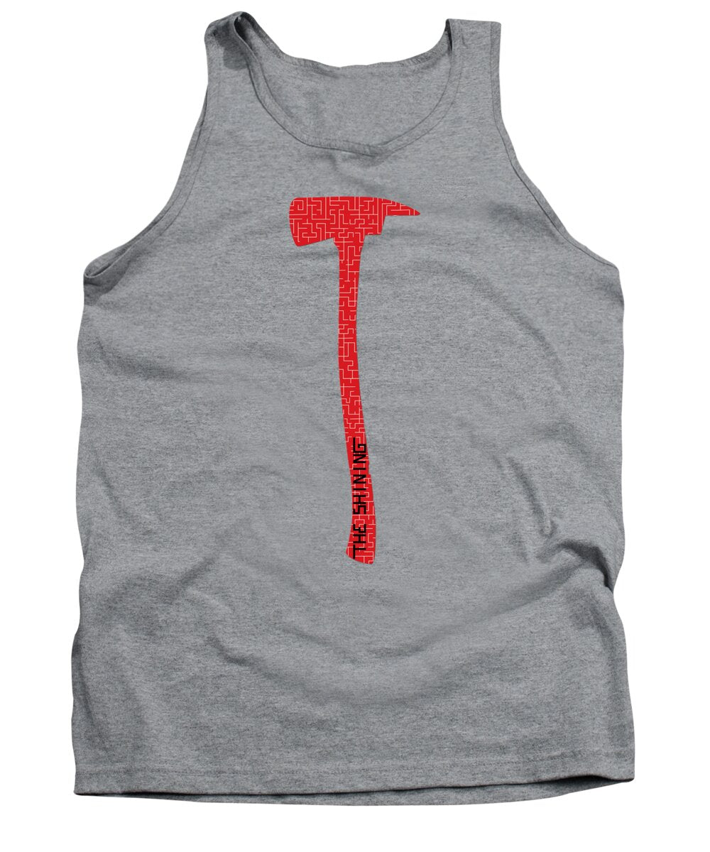Heather gray tank top with red hammer graphic, sleeveless crew neck
