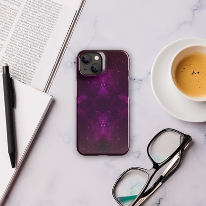 Purple galaxy iPhone snap case with raised camera cutouts